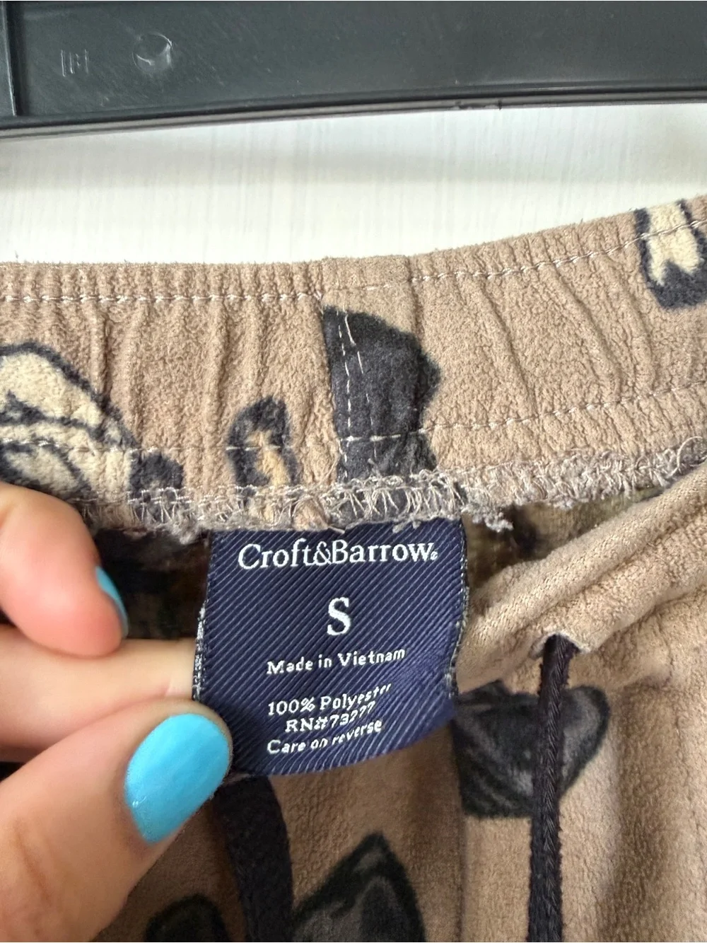 Relaxed Dog-Print Lounge Pants - Brown Croft & Barrow size S